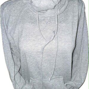 NY Collection Cowl Neck Hoodie Pearl Grey